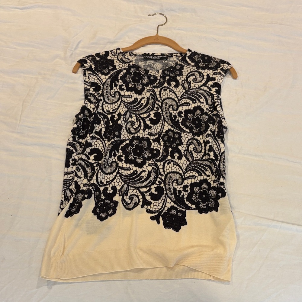 Dolce & Gabbana Floral Black and Cream Blouse